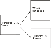 DNS server sends address info to whois database and other DNS servers